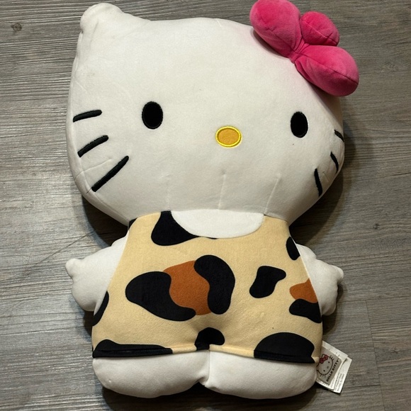 Hello Kitty Other - Hello Kitty Plush with Pink Bow and Animal Print Outfit 17” tall